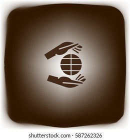 globe, hand, icon