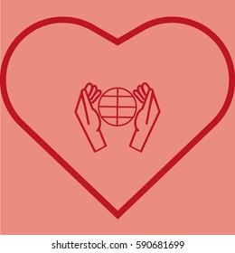 globe, hand, icon