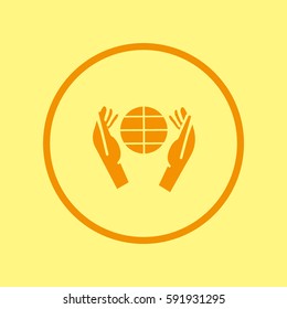 globe, hand, icon