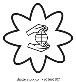 globe, hand, icon