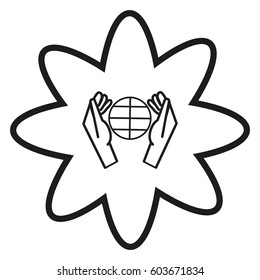 globe, hand, icon