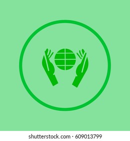globe, hand, icon