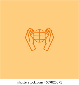 globe, hand, icon