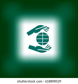 globe, hand, icon