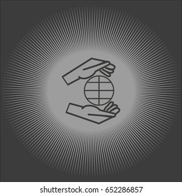 globe, hand, icon
