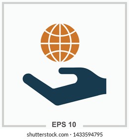 Globe in hand icon colored isolated vector illustration