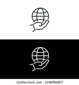 Icono de globo en mano aislado en fondo blanco