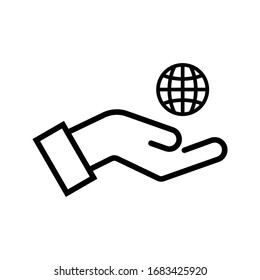 globe in hand icon isolated vector illustration