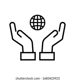 globe in hand icon isolated vector illustration