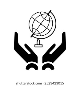 Globus in der Hand Symbol auf weißem Hintergrund