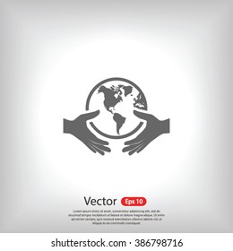 globe in hand  icon. One of set web icons