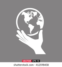 globe in hand  icon. One of set web icons