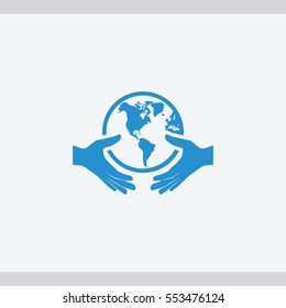 globe in hand  icon. One of set web icons