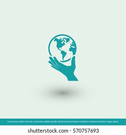 globe in hand  icon. One of set web icons