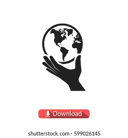 globe in hand  icon. One of set web icons