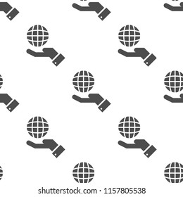 globe in hand icon vector, can be used for web and mobile design seamless pattern