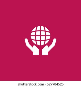 globe in hand icon vector, can be used for web and mobile design