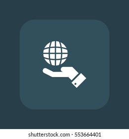 globe in hand icon vector, can be used for web and mobile design