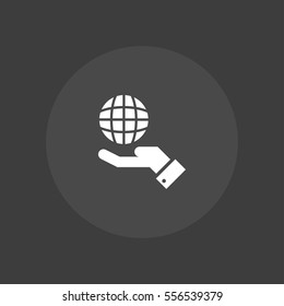 globe in hand icon vector, can be used for web and mobile design.