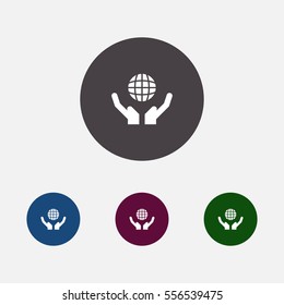 globe in hand icon vector, can be used for web and mobile design.