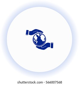 Globe in hand  icon. Vector design.