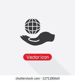 Globe In The Hand Icon Vector Illustration Eps10