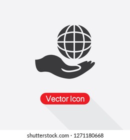 Globe In The Hand Icon Vector Illustration Eps10