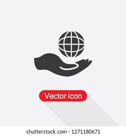 Globe In The Hand Icon Vector Illustration Eps10
