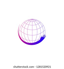 Globe with hand icons templates, vector logo technology for business corporate, earth, world, elements, illustration - vector