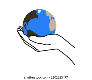 Globe in a hand, isolated