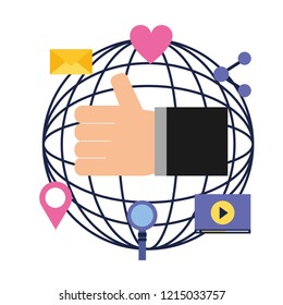 globe hand like love share email social media
