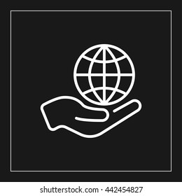 globe in hand line icon