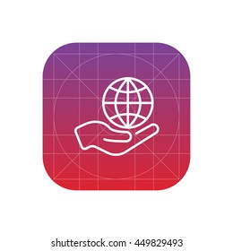 globe in hand line icon