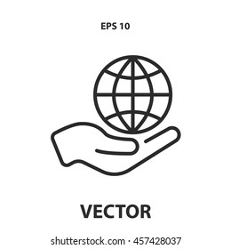 globe in hand line icon