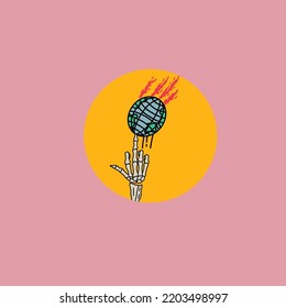 Globe in the hand on pink background