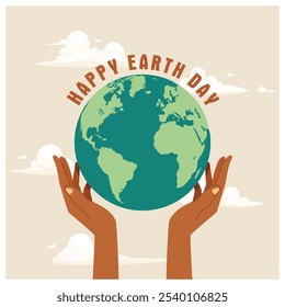Globe in hand. Save the earth, ecology, and environmental protection. Earth Day concept. Flat vector illustration.