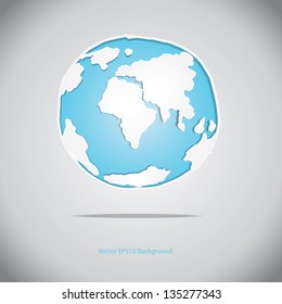 Globe with hand sketch vector shadows and white map