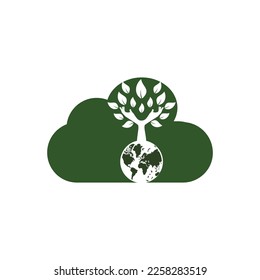 Globe and hand tree vector  design. Nature and earth care concept.