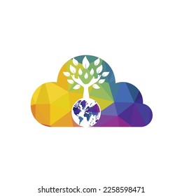 Globe and hand tree vector  design. Nature and earth care concept.