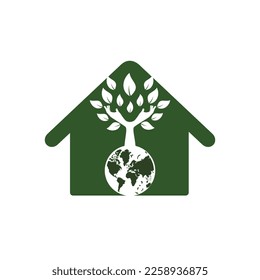 Globe and hand tree vector  design. Nature and earth care concept.