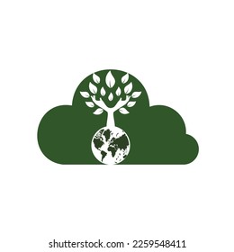 Globe and hand tree vector  design. Nature and earth care concept.
