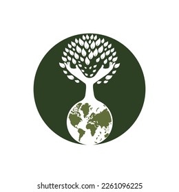 Globe and hand tree vector  design. Nature and earth care concept.