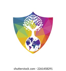 Globe and hand tree vector  design. Nature and earth care concept.