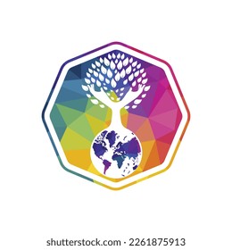Globe and hand tree vector  design. Nature and earth care concept.