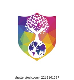 Globe and hand tree vector  design. Nature and earth care concept.