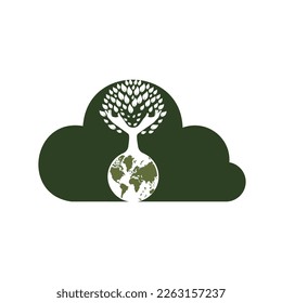 Globe and hand tree vector  design. Nature and earth care concept.