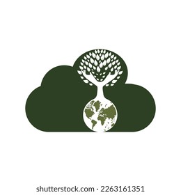 Globe and hand tree vector  design. Nature and earth care concept.