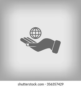 Globe  hand vector icon