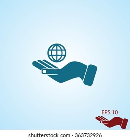 Globe  hand vector icon