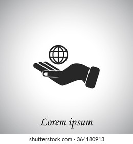 Globe  hand vector icon